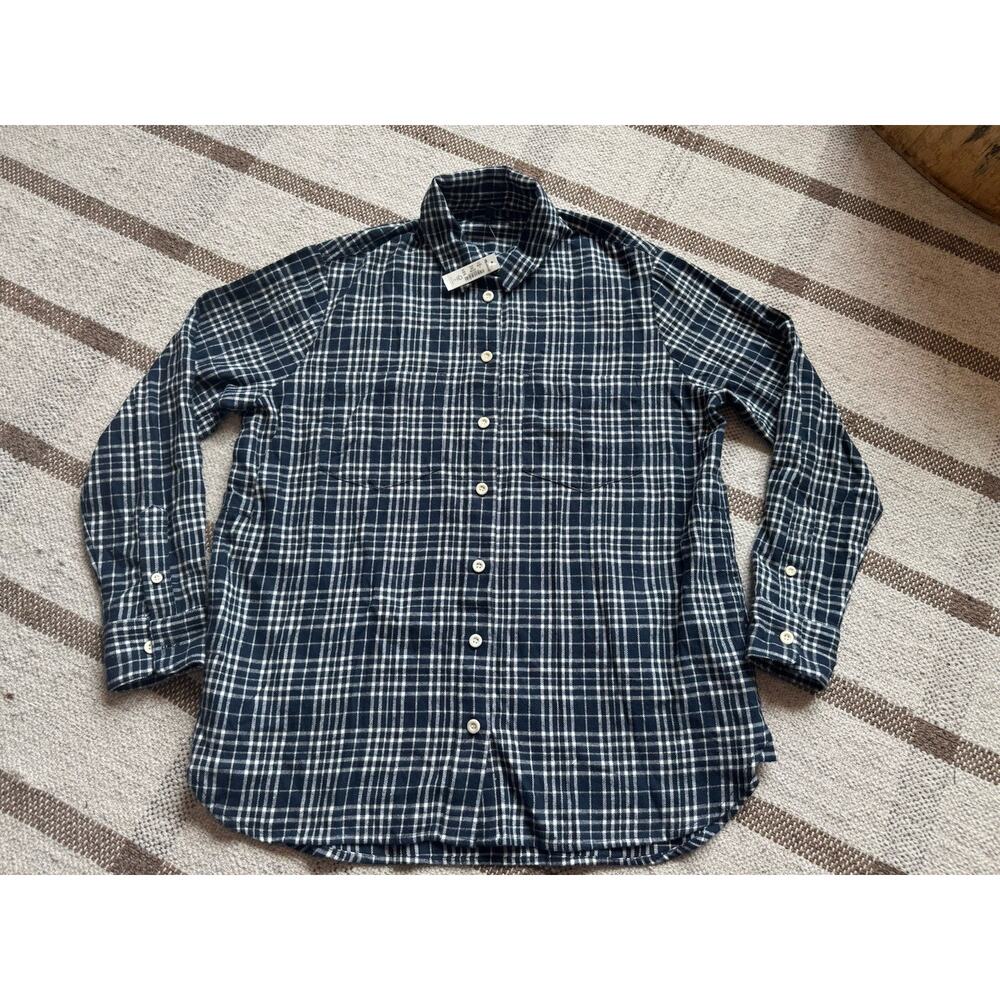 Madewell Men’s Plaid Button Down Flannel Lightweight Blue White New Small